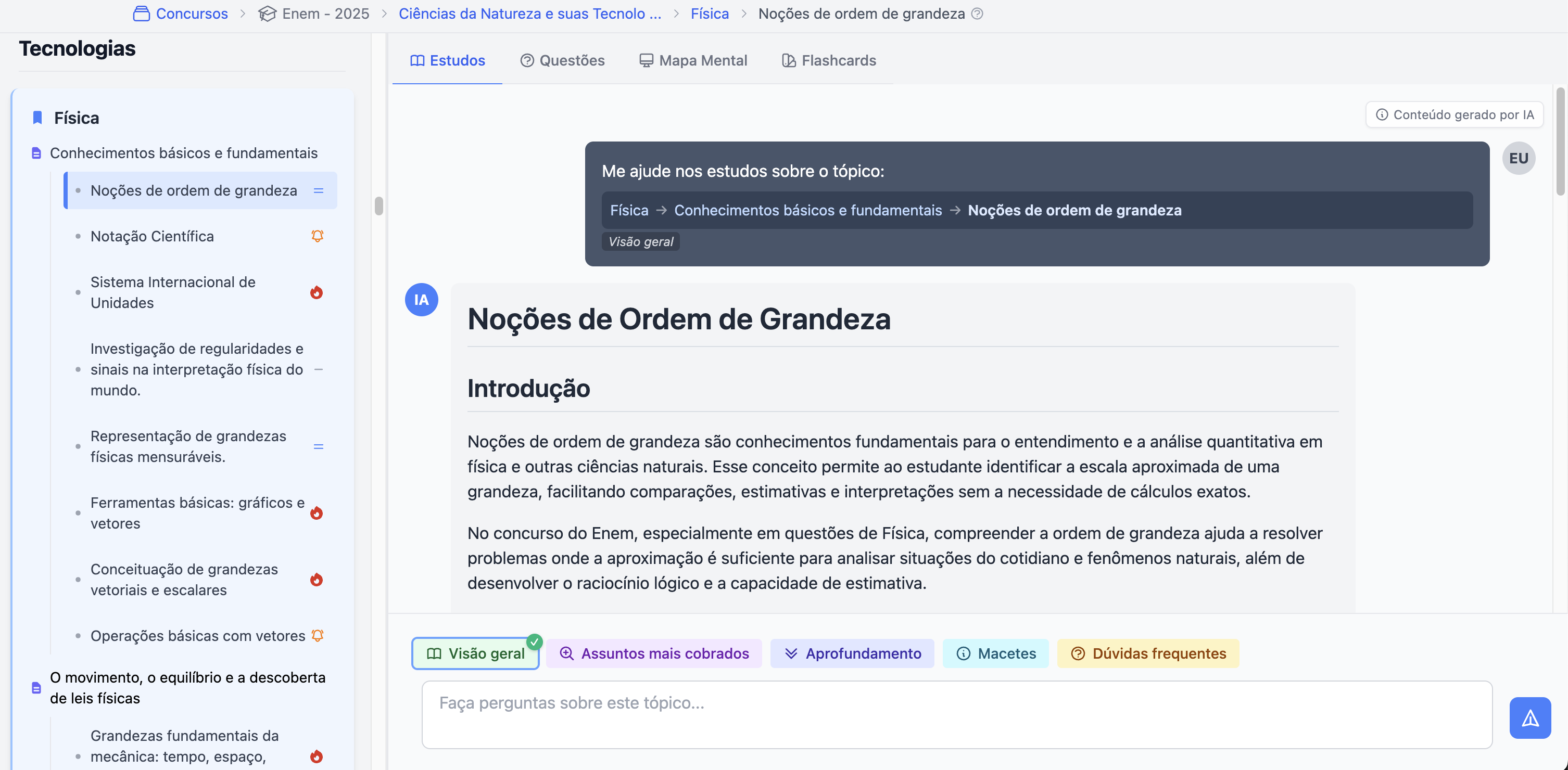 Tela do sistema Estude Smart