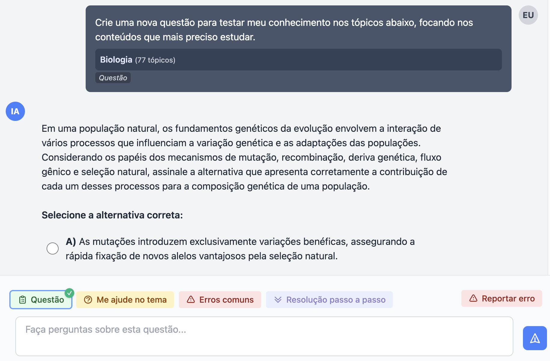 Tela com questão estilo ENEM no Estude Smart